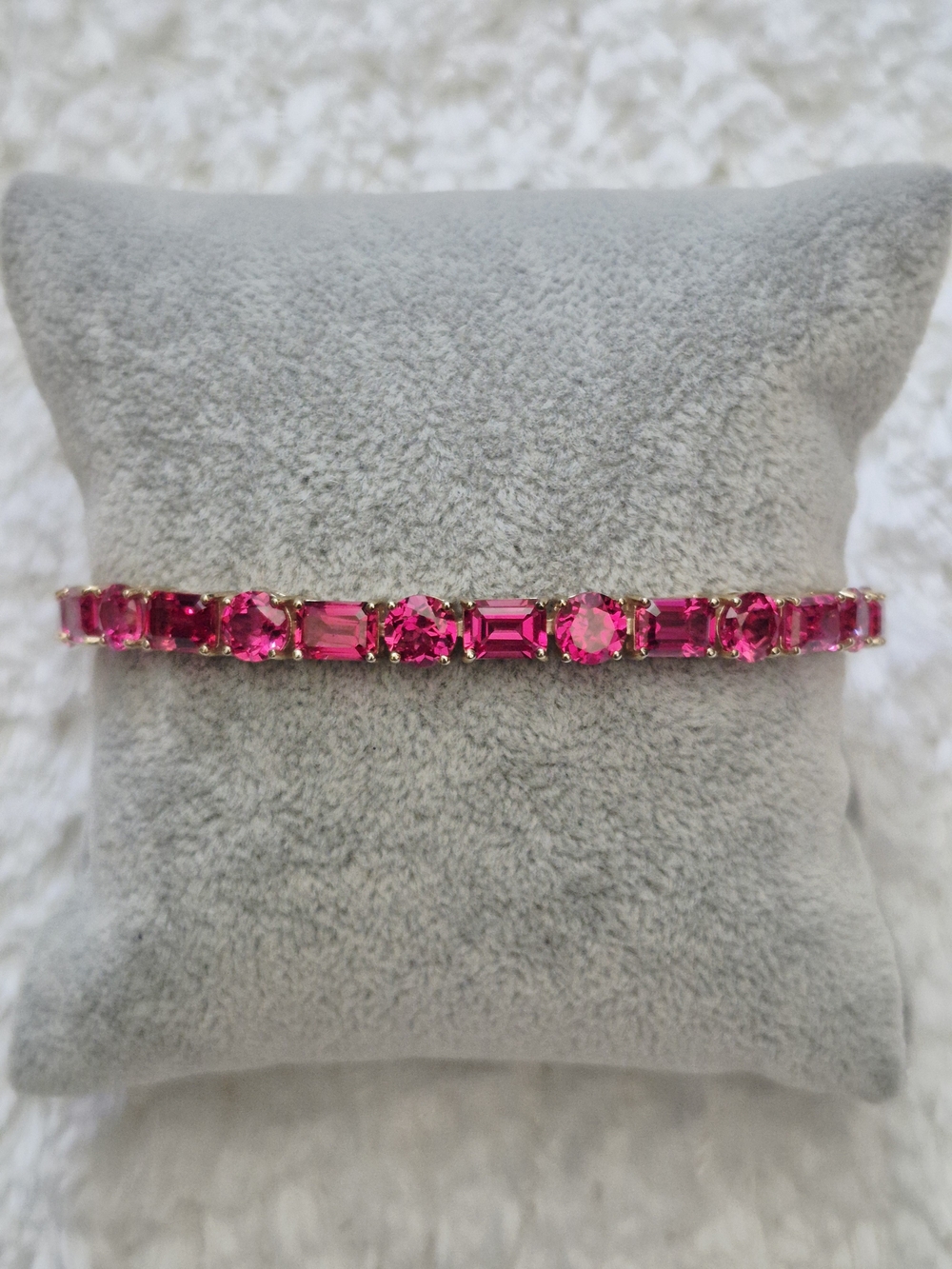 18k Gold Over Sterling Silver Padparadscha Sapphire Tennis Bracelet